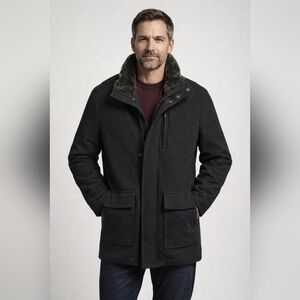 Cole Haan Signature Men’s Wool-Blend Field Jacket w/ Faux Fur Collar – NWT – L